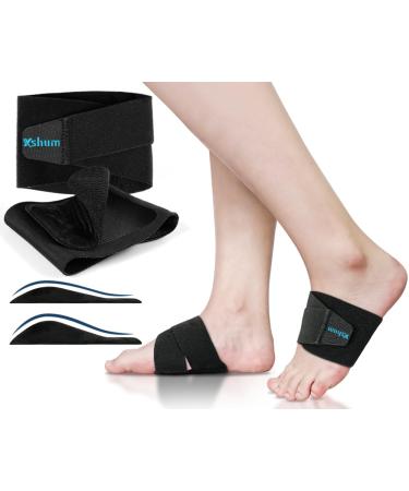 Arch Support Sleeves for Flat Feet Adjustable Arch Compression Bands with Removable Arch Support Inserts for Plantar Fasciitis Relief Fallen & High Arch Feet Pain Relief - Black