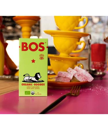 BOS Apple & Mint Rooibos Tea: Organic, Caffeine-Free Herbal Teabags - 20 Pack - Buy Online on GoSupps.com