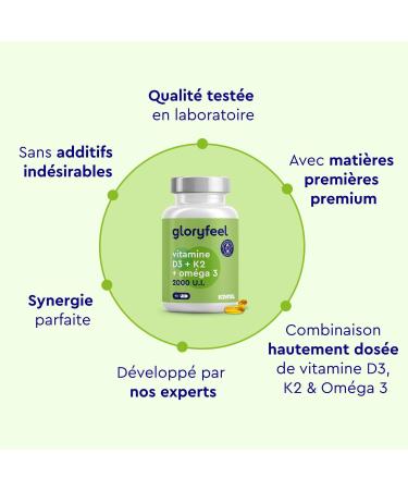 Omega 3 (1000mg) with Vitamin D3 (2000 IU) + K2 100 g 90 Capsules Fish Oil (400mg of EPA and 300mg of DHA) Highly Dosed Vit D3 Cholecalciferol + Vit K2 MK7 No Flavors and Additives ditifs - Buy Online on GoSupps.com