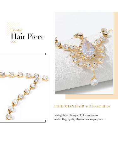 Brinie Boho Gold Rhinestone Head Chain | Wedding Headpiece for Women and Girls - Buy Online on GoSupps.com