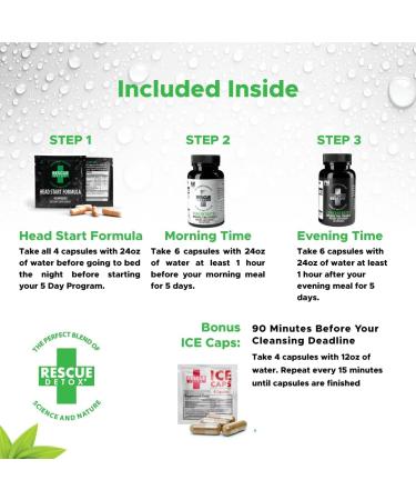 Rescue Detox 5 Day Concentrates +Plus | Comprehensive Cleansing Program with Head Start Blend and ICE Caps - Buy Online on GoSupps.com