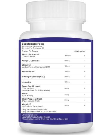 Buy Liposomal Alpha Lipoic Acid 1600mg - Antioxidant Health & Energy Supplement - Gluten Free & Non-GMO - 120 Capsules - Buy Online on GoSupps.com