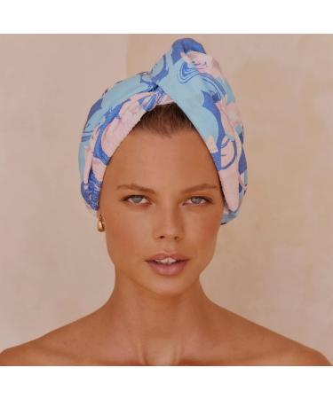 Louvelle Riva Luxury Hair Towel Wrap - Stylish Reusable Super Absorbent Turban for All Hair Types - Anti Frizz (Bluebird Days - Buy Online on GoSupps.com