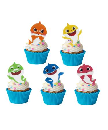 36Pcs Edible Shark Cupcake Topper Pre-cut Cake Topper Wafer Paper Decoration Party Bab Shark