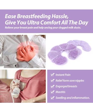 NEWGO Breast Ice Pack 2 Pack - Hot Cold Therapy Gel Pads for Nursing Mothers - Pain Relief After Breast Surgery - Mastitis Relief - Soft Plush Backing (Purple) - Buy Online on GoSupps.com