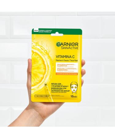 Garnier Skin Active Hydra Bomb Dust Mask hydrating and illuminating with vitamin C and hyaluronic acid for dull and uneven skin pack of 5 pieces 1 piece 5er Pack dust mask - Buy Online on GoSupps.com