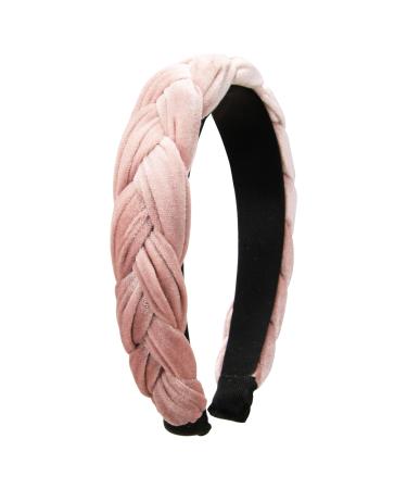 Alpenfl stern Costume Headband Velvet Braided Look Women's Hair Accessories Non-Slip Hair Band Braided for Dirndl ADV132 (Powder Pink)