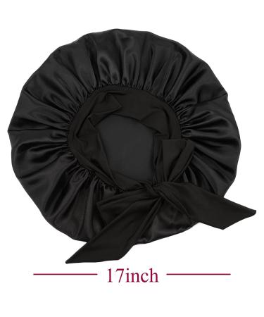 Jumbo Satin Hair Bonnet for Women - Stretchy Silk Bonnet for Long Curly Braids (Black) - Buy Online on GoSupps.com