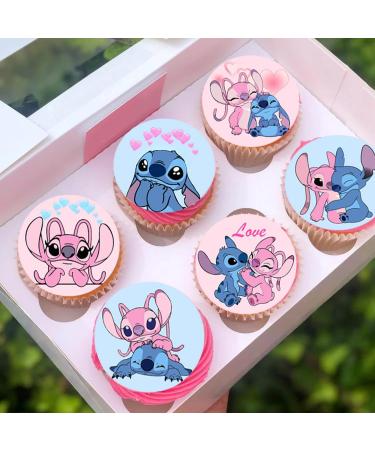 24 x Pre-Cut Stitch & Angel Edible Stand up Wafer/Rice Paper Cupcake Cake Dessert Toppers Birthday Children's Kids Party Lilo and Stich Decorations (Stitch & Angel 1) - Buy Online on GoSupps.com
