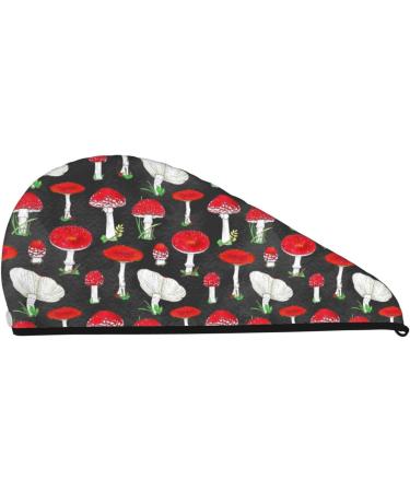 Red Mushrooms Microfiber Hair Towel | Soft & Super Absorbent Hair Wrap for Women | Quick Dry Coral Velvet Cap for Long Curly & Thick Hair - Buy Online on GoSupps.com