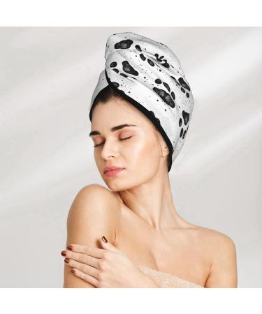 Dog Paw Pattern Coral Velvet Dry Hair Cap | Unisex Wet Towel Wrap for Bathroom Pool Party Beach & Home - Shop Now - Buy Online on GoSupps.com
