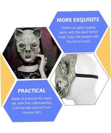Homsfou Halloween Mask - Cat Skull Half Face Costume with Ears | 3D PU Party Props for Cosplay - Buy Online on GoSupps.com