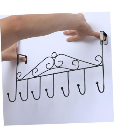 STOBAZA Office Coat Hanger 7 Over Door Towel Mounted Hooks Cloth Hanging Holder Clothes Hook Coat Rack No Trace Kitchen Hanger Black 43.00X23.00X5.00CM - Buy Online on GoSupps.com