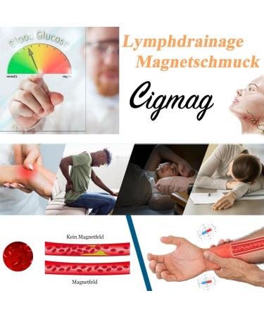 Cigmag 2PCs Lymph Drainage Magnetic Jewelry for Women - 7 Ultra-High Magnets 99% Pure Copper Adjustable Silver Fish Tail Gift Box - Buy Online on GoSupps.com