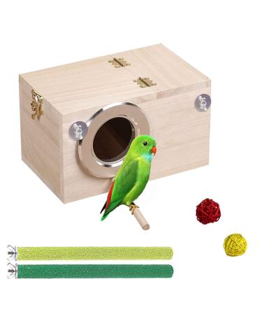 Tfwadmx Parakeet Nesting Box Bird House Wood Breeding Nest Parrots Mating Box for Lovebirds,Cockatoo,Budgie, Finch,Canary(9.8x5.1x5.1)
