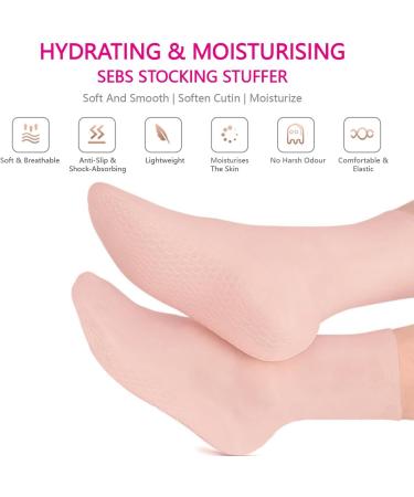 Silicone Moisturizing Gel Heel Socks - Anti-Slip Spa Socks for Dry Cracked Feet - Skin Care Men's Women's Soft Long Moisturizing Socks - Non Slip Dots - SEBS Material with Vitamin - Skin L (40-44) - Buy Online on GoSupps.com