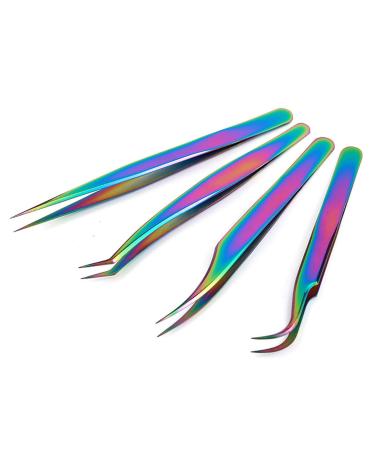 4PCS Tweezers Set  Diamond painting tools Upgraded Anti-Static Stainless Steel Curved of Tweezers for Diamond painting  Electronics  Laboratory Work  Jewelry-Making  Craft  Soldering  etc.