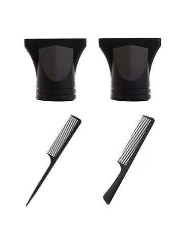 2 Pieces Hair Dryer Nozzles Salon Hair Dryer Nozzle Black Flat Mouth Dryer Nozzle with 2 Pieces Combs Replacement Hair Drying Nozzle for Outer Diameter 4.2-4.6cm Salon Home Use Styling Tools