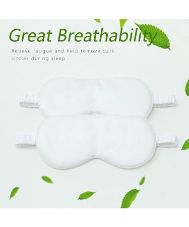 2 Pack Organic Bamboo Fiber Sleep Mask Covers | Adjustable Padded Eye Masks for Sleeping, Travel, Men and Women - White - Buy Online on GoSupps.com