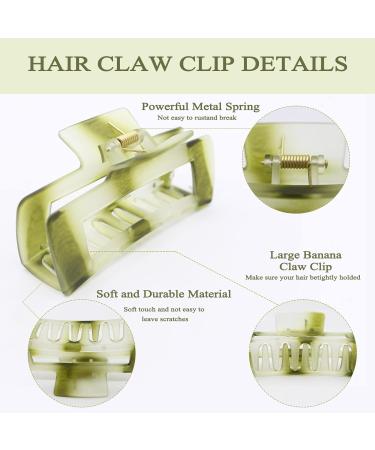 Large Hair Claw Clips for Women Thick Hair 4.1-Inch Strong Grip Large Hair Claw Clip 4 Colors Glossy and Matte of Lightweight and Durable Resin Material Extra Large Claw Clip for Any Occasion Camouflage Green Brown Purple Beige - Buy Online on GoSupps.com