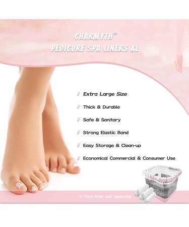 Charmyth XL Disposable Pedi Guard Bath Liners - Spa Footsie Clear Pedicure Liners for Foot Bath/Massage - Thick Elastic - XL Size - Buy Online on GoSupps.com