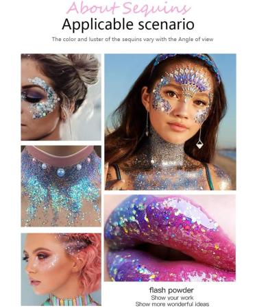  Uposao Body Glitter Gel Mermaid Glitter Liquid Eyeshadow Long Lasting Waterproof Glitter Cosmetic Face Hair Nail Body Lotion for Festival Party Makeup Decoration 50ml - Buy Online on GoSupps.com