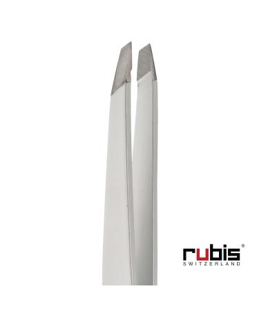 Rubis Classic Slanted Tweezers for Precision Eyebrow & Hair Removal | Emoji Collection 1K105E | Switzerland-Made, Stainless Steel, White - Buy Online on GoSupps.com