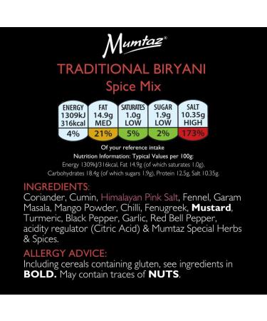 Mumtaz TRADITIONAL BIRYANI Spice Mix 125g | Reusable Resealable Tub - Buy Online on GoSupps.com