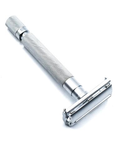 Parker 74R Satin-Chrome Long Handle Safety Razor - Heavy Butterfly Open Double Edge for Men | Best Quality Chrome Razor - Buy Online on GoSupps.com