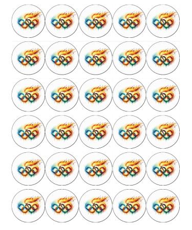 Olympic Games Torch Logo Edible Wafer Paper Cupcake Toppers - Pack of 30