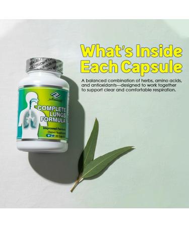 Nu-Health Complete Lungs Formula | Herbal Respiratory Support Supplement with NAC Mullein Marshmallow Root Oregano & Antioxidants | Supports Breathing & Lung Wellness | 60 Capsules - Buy Online on GoSupps.com