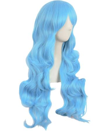 MapofBeauty 28 Charming Women Side Bangs Long Curly Synthetic Wig - Sky Blue - Buy Online on GoSupps.com