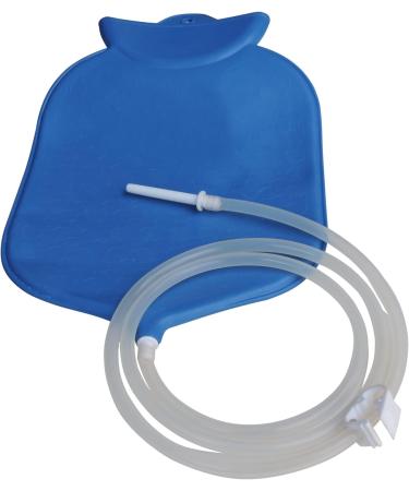 Enema Bag Kit for Colon Cleansing - 4 Quart Open Top with Platinum Cured Silicone Hose - Blue - Buy Online on GoSupps.com