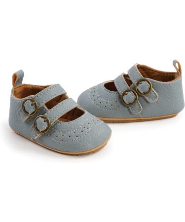 Baby Girls First Walking Shoes Mary Jane PU Leather Anti-Slip Princess Shoes - F Blue (0-6 Months) - Buy Online on GoSupps.com