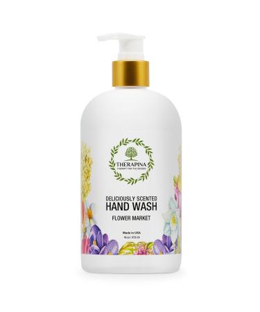 Aromatherapy Luxury Liquid Hand Soap Vegan Moisturizing Hand Wash with Aloe Vera Botanical Oils Flower Market Scent Fancy Liquid Hand Soap for Bathrooms Kitchen More 16 Oz.