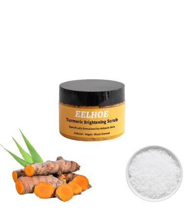 Turmeric Brightening Scrub for Body Scrub Exfoliation Sea Salt for Dark Inner Thighs Bikini Area Underarms Smoothen Exfoliate Melanin Skin Natural Turmeric Scrub For