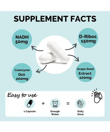 NADH 50mg High-Dose with Coenzyme Q10 | Cellular Energy & Antioxidant Support | 180 Capsules (3-Pack) - Buy Internationally - Buy Online on GoSupps.com