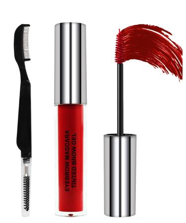 Red Colored Mascara for Eyelashes Eyebrows Tinted Brow Mascara Waterproof Long Lasting Eyebrow Gel Lengthening Curl Non Clump Colorful Mascara Smudge-proof Thickening Brow Gel Eye Makeup for Women