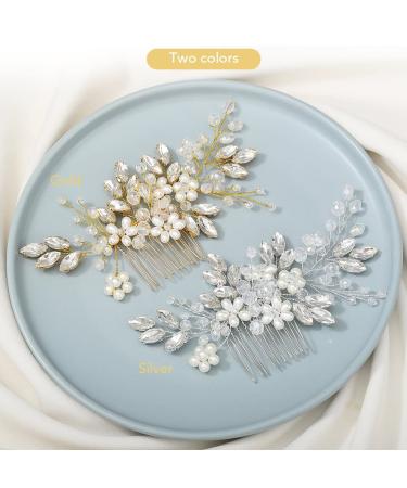 Jakawin Gold Flower Wedding Hair Comb | Bridal Hair Accessories for Women & Girls - HC034 - Buy Online on GoSupps.com