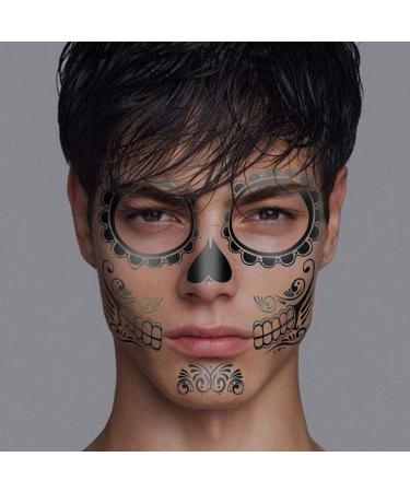 Frcolor 2pcs Temporary Skeleton Tattoos Day of The Dead Supplies Waterproof Face Tattos for Halloween - Buy Online on GoSupps.com
