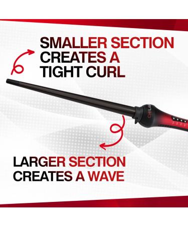 CHI Lava Tapered Hairstyling Wand - Versatile Curling Iron for Medium & Long Hair - Flawless Curls with Lower Temperature - 3/8 to 3/4 Barrel - Buy Online on GoSupps.com