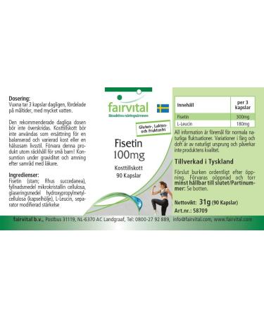 Fairvital Fisetin 100mg 90 capsules of Japanese washing tree on quality tested and high dosed high 100 vegan Made in Germany - Buy Online on GoSupps.com