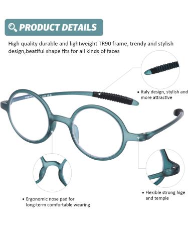 DOOViC Round Reading Glasses - Blue Light Blocking Lightweight & Flexible | Fashionable Readers for Men & Women (+2.75 Strength 4 Colors - Buy Online on GoSupps.com