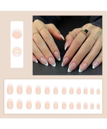 NICENEEDED Medium French Almond Press on Nails Nude White Oval Acrylic Nails 24Pcs Stick on Nails with Nail Glue Stickers for Women Girls Fingernails Extension Almond-Nude - Buy Online on GoSupps.com