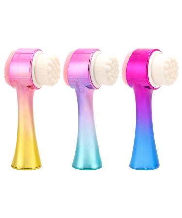 3PCS Facial Cleansing Brush Manual 2 in 1 Double Sided Cleansing Brush Face Brush for Massaging  Skincare