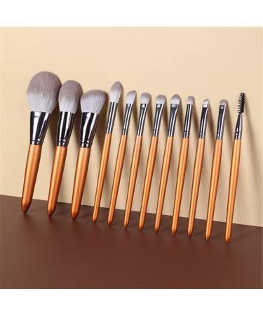 Natural Makeup Brushes Set - Goat Hair Eyeshadow & Face Powder Makeup Brush Kit - Premium Cosmetics in Orange - Buy Online on GoSupps.com