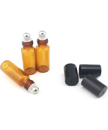 Erioctry 24 Pack Refillable Brown 5ml Containers with Stainless Steel Balls - Perfect for Essential Oils Aromatherapy Perfumes & Lip Gloss - Buy Online on GoSupps.com