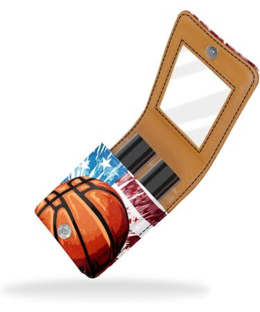 Travel Lipstick Organizer Case - Portable Makeup Bag with Mirror | USA Flag Basketball Pattern - Y751j1fjpb - Buy Online on GoSupps.com