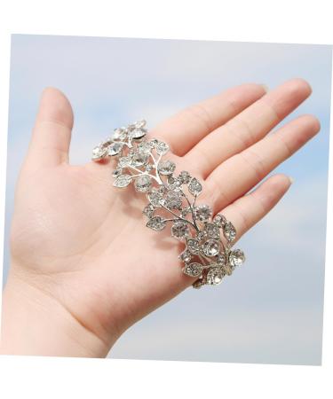 Clispeed Diamond Arm Band Women's Wedding Tennis Bracelet Cuff | Rhinestone & Pearl Design | Open Bangle | 6.5*3cm Silver - Buy Online on GoSupps.com