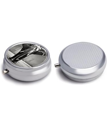Round Black & White Elephant Print Pill Box | 3-Compartment Portable Medicine Organizer | Stylish Metal Pocket Pill Case - Buy Online on GoSupps.com